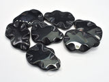 Black Agate, 38x55mm Wavy Flat Teardrop Beads-BeadBeyond