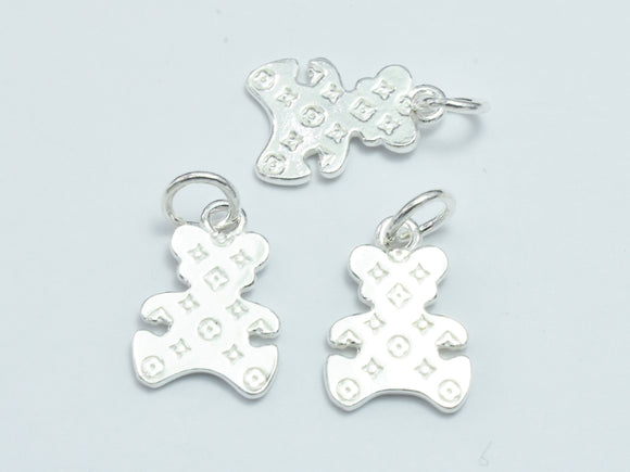 2pcs 925 Sterling Silver Charms, Bear Charms, 10x15mm-BeadBeyond