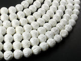 Tridacna Shell Beads, 10mm (10.5mm) Carved Lotus Flower Round Beads-Gems: Round & Faceted-BeadBeyond