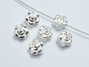 4pcs 925 Sterling Silver Beads - Flower, 5.4mm-BeadBeyond