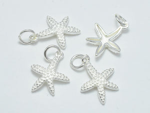 2pcs 925 Sterling Silver Charms, Starfish Charm, 13x17mm-BeadBeyond