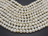 Fresh Water Pearl Beads-White, 8.5-10mm Potato Beads, 13.5 Inch-BeadBeyond