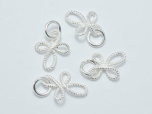 4pcs 925 Sterling Silver Charms, Flower Charms, 13x10mm-BeadBeyond