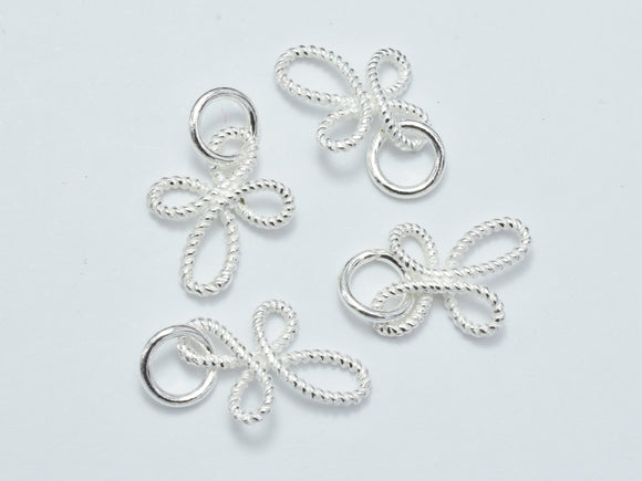 4pcs 925 Sterling Silver Charms, Flower Charms, 13x10mm-BeadBeyond