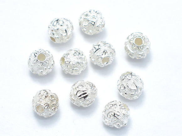 6mm 925 Sterling Silver Beads, 6mm Round Beads, 4pcs-Metal Findings & Charms-BeadBeyond