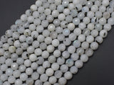 White Rainbow Moonstone, 6mm (6.5mm), Faceted Round-BeadBeyond