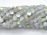 Matte Mystic Aura Quartz-Silver, Rainbow, 8mm-Gems: Round & Faceted-BeadBeyond