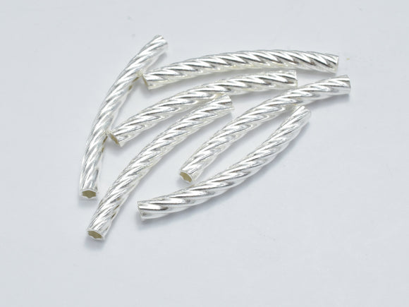 4pcs 925 Sterling Silver Twisted Curved Tube, Curved Tube, 2.5x25mm-Metal Findings & Charms-BeadBeyond