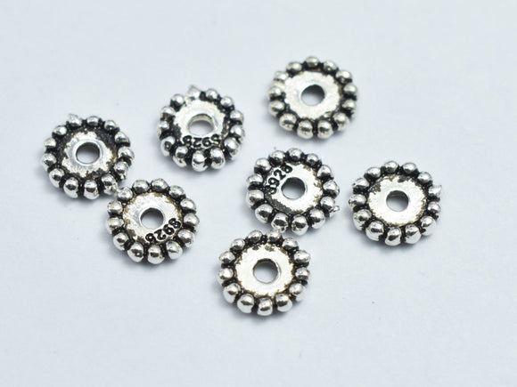 10pcs 925 Sterling Silver Spacers-Antique Silver 5mm Daisy Spacer-BeadBeyond