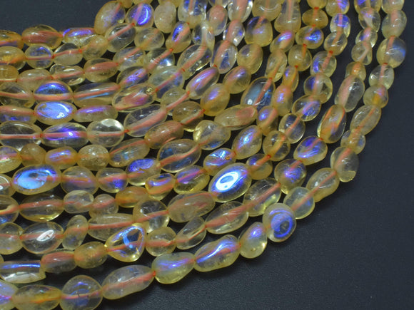 Mystic Coated Citrine Beads, AB Coated, 6x8mm Nugget-Gems: Nugget,Chips,Drop-BeadBeyond
