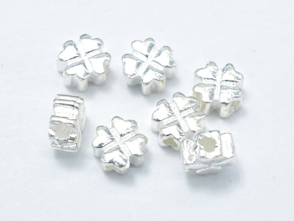 4pcs 925 Sterling Silver Beads-Flower, 5x5mm-Metal Findings & Charms-BeadBeyond