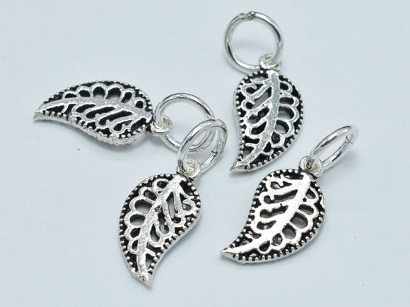 2pcs 925 Sterling Silver Charms-Antique Silver, Leaf Charm, 14x7mm-Metal Findings & Charms-BeadBeyond