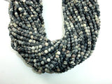 Matte Black Line Jasper Beads, Silk Stone, Spider Web Jasper, Round, 4mm(4.5mm),14.5 Inch-Gems: Round & Faceted-BeadBeyond