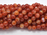 Banded Agate Beads, Striped Agate, Orange, 8mm (8.3mm) Round-Gems: Round & Faceted-BeadBeyond