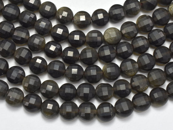 Golden Obsidian, 4mm (4.5mm) Faceted Coin-Gems:Oval,Rectangle,Coin-BeadBeyond