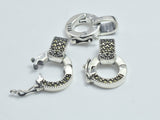 1pc 925 Sterling Silver Marcasite Clasp, 10.5mm Round, Loop Hole 4x3mm-BeadBeyond