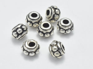 6pcs 925 Sterling Silver Beads-Antique Silver, 4.6mm Rondelle-Metal Findings & Charms-BeadBeyond