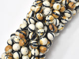 Rain Flower Stone, Creamy White, Black, 8mm Round Beads-Gems: Round & Faceted-BeadBeyond