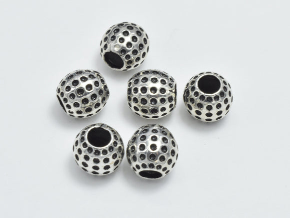 2pcs 925 Sterling Silver Beads-Antique Silver, 7.2x3.6mm Drum Beads, Big Hole Spacer-Metal Findings & Charms-BeadBeyond