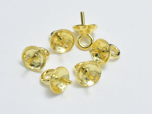 20pcs 24K Gold Vermeil Cup, 925 Sterling Silver Cup, 4x6mm, For half hole beads-Metal Findings & Charms-BeadBeyond