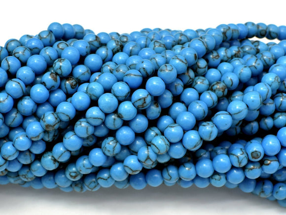 Turquoise Howlite Beads, Blue, 4mm Round Beads-Gems: Round & Faceted-BeadBeyond