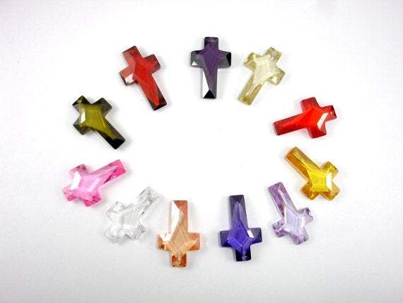 CZ beads,14x22mm Faceted Cross Pendant-Cubic Zirconia-BeadBeyond