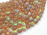 Matte Mystic Aura Quartz-Smoky Brown, 8mm (8.5mm) Round-Gems: Round & Faceted-BeadBeyond