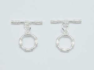 1set 925 Sterling Silver Toggle Clasps, Loop 12mm, Bar 20mm-Metal Findings & Charms-BeadBeyond