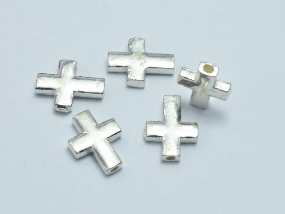 2pcs 925 Sterling Silver Cross Beads, 8x10.5mm-BeadBeyond