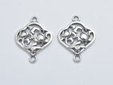 2pcs 925 Sterling Silver Bead Connector, Flower Connector, Rose Connector, 15x12mm-BeadBeyond