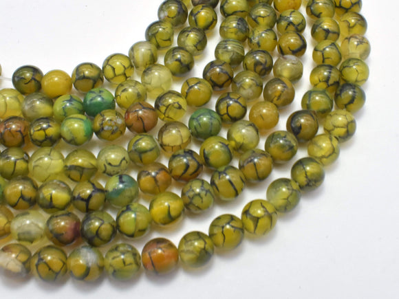 Dragon Vein Agate Beads-Green, 6mm (6.5mm) Round-Gems: Round & Faceted-BeadBeyond