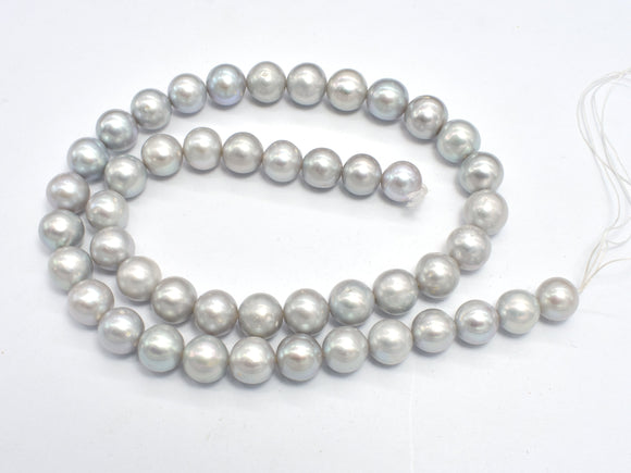 Fresh Water Pearl Beads-Silver, 8.5-9.5mm Round-BeadBeyond
