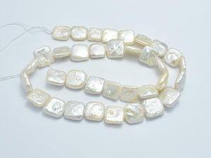 Fresh Water Pearl, White, 10x10mm Square Beads-BeadBeyond