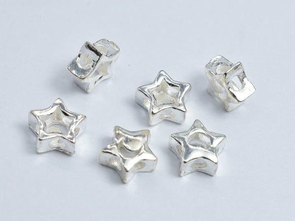 4pcs 925 Sterling Silver Star Beads 6.5mm-BeadBeyond
