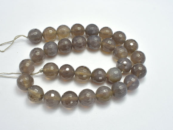 Gray Agate, 12mm Faceted Round Beads-BeadBeyond