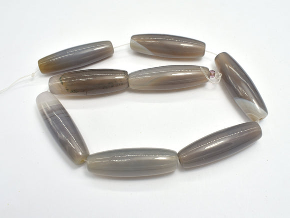 Gray Agate, 12x40mm Rice Beads-BeadBeyond