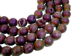 Druzy Agate Beads, Geode Beads, Matte Purple, Approx 10 mm-Agate: Round & Faceted-BeadBeyond