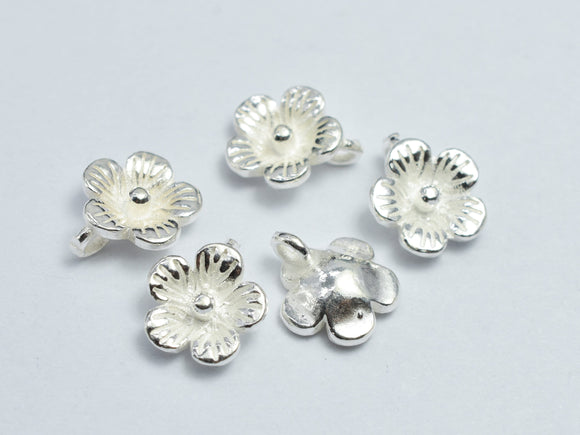 4pcs 925 Sterling Silver Flower Charms, 7.5mm-BeadBeyond
