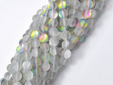 Matte Mystic Aura Quartz-Silver, Rainbow, 8mm-Gems: Round & Faceted-BeadBeyond