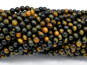 Blue / Yellow Tiger Eye, 4mm (4.3mm) Round Beads-Gems: Round & Faceted-BeadBeyond