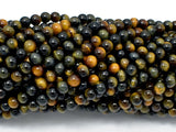 Blue / Yellow Tiger Eye, 4mm (4.3mm) Round Beads-Gems: Round & Faceted-BeadBeyond