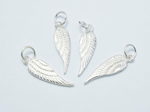 2pcs 925 Sterling Silver Charm, Angel Wing Charm, 6.5x21mm-Metal Findings & Charms-BeadBeyond
