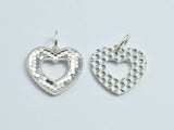 1pc 925 Sterling Silver Sparkling Heart Charm, 14mm-BeadBeyond