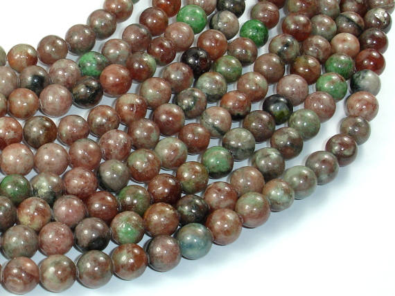 Red Green Garnet, 8mm Round Beads-BeadBeyond