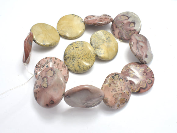 Artistic Jasper, Chohua Jasper, 30mm Wavy Coin Beads-BeadBeyond