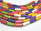 Howlite Beads-Multicolored, Square Tube 4x13mm, 16 Inch-Gems:Assorted Shape-BeadBeyond