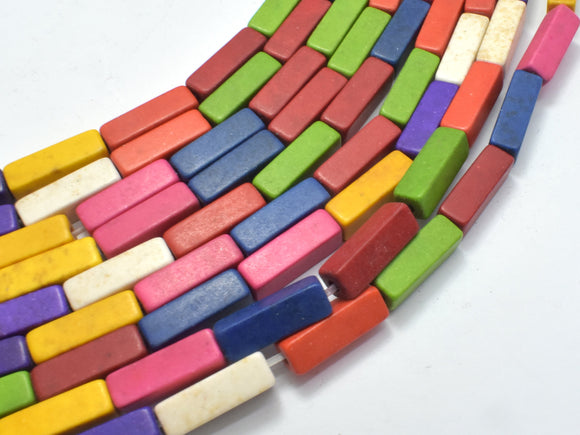 Howlite Beads-Multicolored, Square Tube 4x13mm, 16 Inch-Gems:Assorted Shape-BeadBeyond