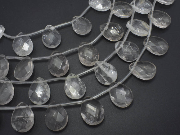 Clear Quartz, 15x20 Top Drilled Faceted Flat Teardrop Beads-Gems: Nugget,Chips,Drop-BeadBeyond