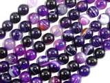 Banded Agate Beads, Purple, 8mm(8.5mm) Round-Agate: Round & Faceted-BeadBeyond
