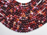Banded Agate Beads, Red & White, 6mm Round-Agate: Round & Faceted-BeadBeyond
